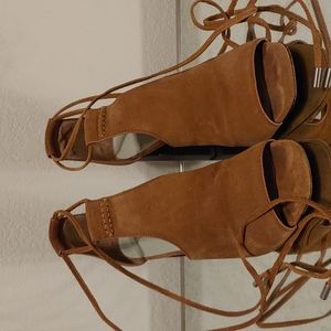 Suede block heels. Size 9